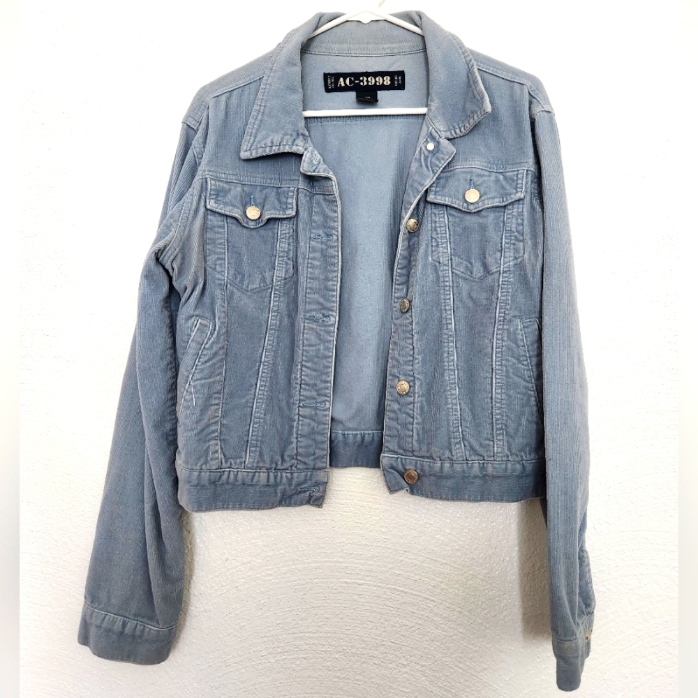 Women's Corduroy Jacket Light Blue Large - Picture 1 of 4